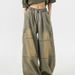 Vintage Yellow Mud-colored Wide-leg Jeans For Men And Women, American High Street Style, Oversized, Loose, Multi-pocket,_mkmklike.com