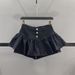 Black High Waist Single Breasted Layered Ruffled A Line Denim Skirt Bottoming Skirt Puffy Skirt For Women_mkmklike.com
