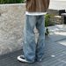 Men's Loose Fit Straight Leg Jeans – High Street Stretch Denim Pants With Vintage Wash (Blue, S-XXXL)_mkmklike.com