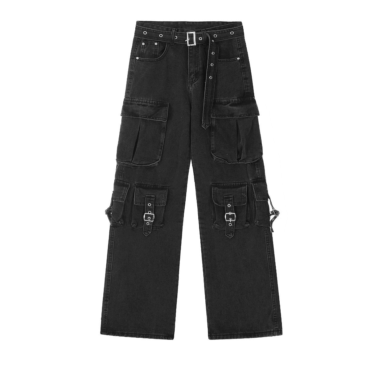 2025 American Retro Washed Heavy Duty Multi Pocket Jeans For Men Straight Loose Overalls Trendy Brand_mkmklike.com