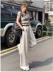 White Wide-leg Jeans Women's Trend Versatile New High-waisted Thin Pleated Lazy Drape Straight Floor-mopping Trousers_mkmklike.com