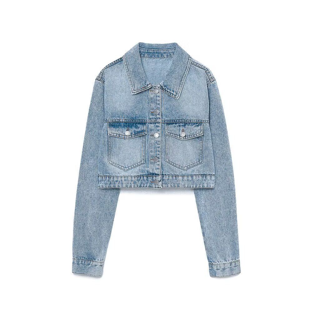 Women's Denim Jacket Long Sleeve Short Length Casual Blouse Coat For Spring Autumn Fashion Outerwear_mkmklike.com