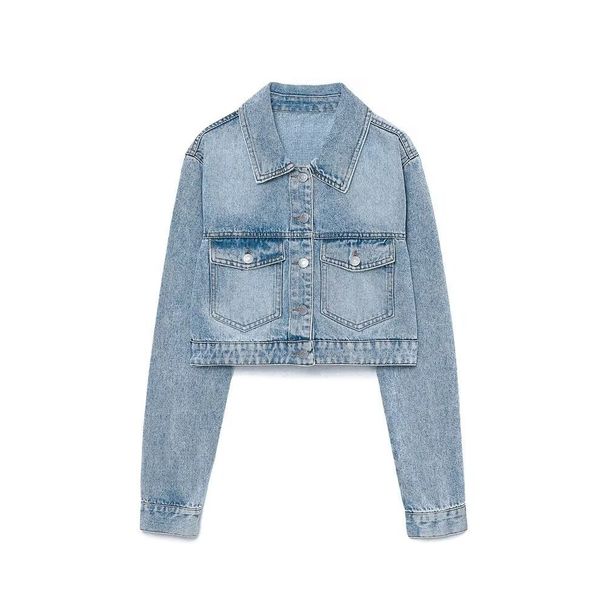 Women's Denim Jacket Long Sleeve Short Length Casual Blouse Coat For Spring Autumn Fashion Outerwear_mkmklike.com