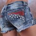 Women's Clothing Denim Embroidered Shorts Fashion Ins Elastic Patch Denim Embroidered Ripped Denim Shorts_mkmklike.com