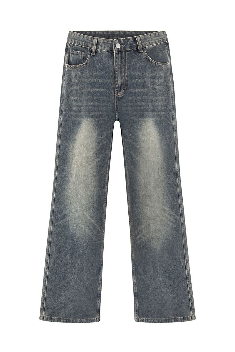 Men's Loose Straight Leg Jeans American Retro Wide Leg Pants For Spring 2026 Teenagers Comfortable Fit Denim Trousers_mkmklike.com