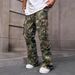 Men's Clothing Camouflage Overalls Retro High Street Loose Straight Pants_mkmklike.com