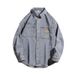 Retro Washed Denim Shirt Men's Trendy Brand Splicing Loose And Cool Workwear Shirt Jacket Men_mkmklike.com