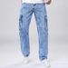 Men's Jeans For All Seasons, Versatile With Multiple Pockets. Men's Loose, Retro, Outdoor, Casual, Fashionable Jeans. Snowflake Craftsmanship_mkmklike.com