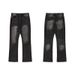 Men's Clothing Retro Vintage Niche Design Retro Washed Black Bootcut Jeans_mkmklike.com
