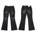 Men's Vintage Washed Distressed Flare Jeans – High Street Retro Denim With Raw Hem & Patchwork Details (Black, Dark Blue, S-Xl)_mkmklike.com