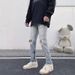 Suitable For All Seasons LKTM Men's Fashion#High Street Washed Jeans For Men, Trendy Ins Style, Distressed, Vintage, Slim Fit, Straight Leg, Long_mkmklike.com