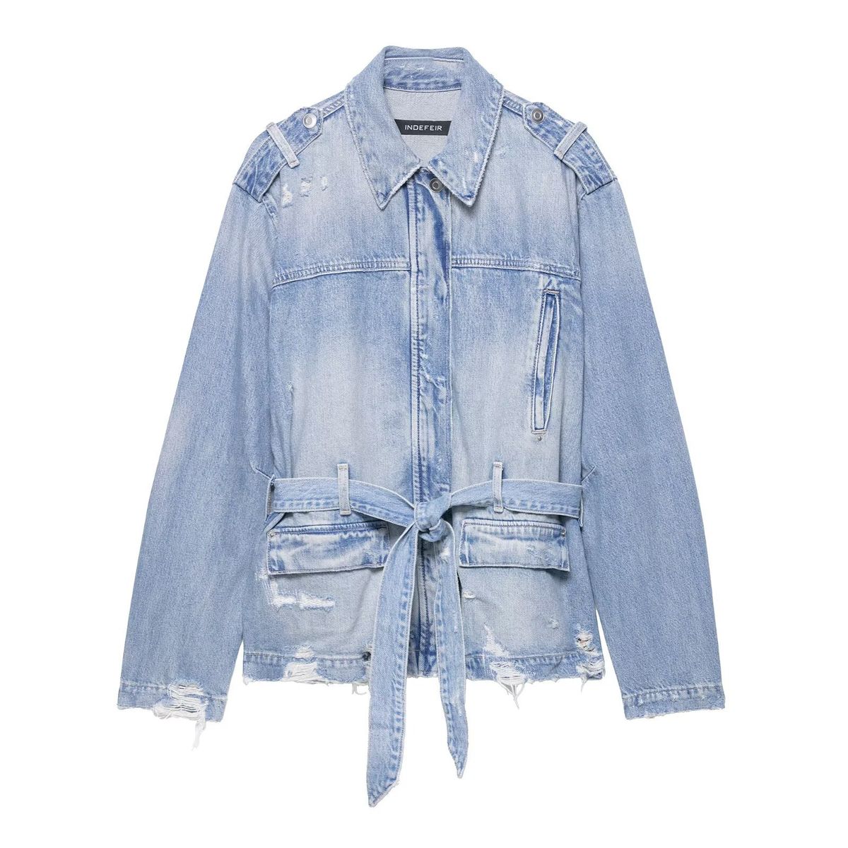 omen’s Belted Denim Jacket – Stylish Oversized Coat With Adjustable Waist Tie (XS/S/M/L)_mkmklike.com