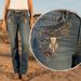 "Women's Slimming Washed Denim Jeans With Floral Embroidery – High Waist Stretch Skinny Pants For Casual & Date Night"_mkmklike.com