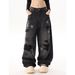 Men's Clothing Star Embroidered Straight Leg Jeans – Heavyweight Distressed Denim With Rhinestone Detailing (S-3XL, Black Wash, No Stretch)_mkmklike.com