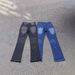 Washed Splatter Paint Fringe Distressed Flared Jeans For Men - Retro Vibe, Niche Tailoring, Asymmetrical Hem (Black, Blue)_mkmklike.com