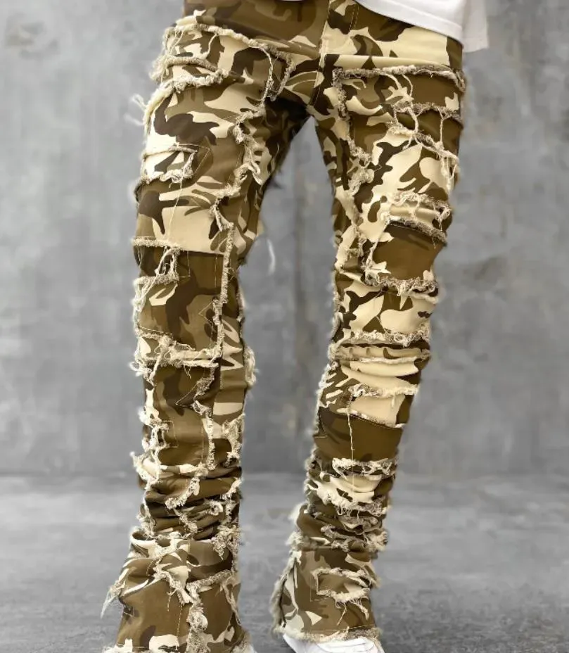 2024 New mens designer jeans Loose pants high waist Ripped High Street Retro Paint Spot Patch Hole Denim Streetwear silm_mkmklike.com