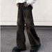 High Street American Style Dirty Dyed Washed Distressed Jeans For Men, Loose Straight Wide Leg Pants_mkmklike.com