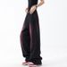 American Spring Summer New Graffiti Washed Jeans For Women Retro Design Straight Wide-Leg Long Pants_mkmklike.com