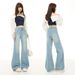 Early Spring Style Loose-fitting, Non-tight-fitting Light-colored Women's Jeans With A Slight Flare, High-waisted,_mkmklike.com