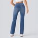 High-waisted Stretchy Knitted Jeans For Women, Whiskered Wash Straight-leg Casual Versatile Drapey Long Pants, 2026_mkmklike.com