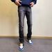 Men's Slim Fit Stretch Denim Jeans - High Street Fashion Straight Leg Pants For Teenagers & Young Adults (Black, Lightning Texture)_mkmklike.com