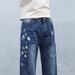 American High Street Ink-Splattered Straight-Leg Jeans For Men, Stylish Versatile Loose Slimming Wide-Leg Pants_mkmklike.com