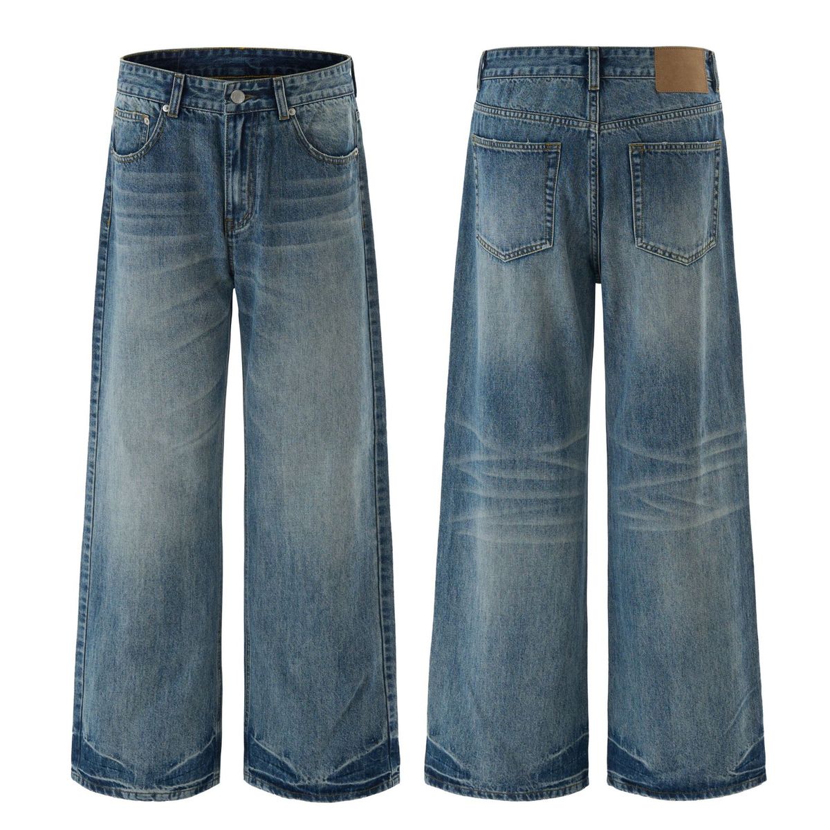 Men's Clothing & Archer0603 & Autumn New American Retro Washed Trendy Brand Vibe Slim Fit Flared Distressed Jeans Men_mkmklike.com