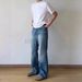 Men's Clothing Vintage Washed Blue Jeans For Men - 90s Relaxed Fit With Slight Flare & Distressed Details (Clean Fit Aesthetic)_mkmklike.com