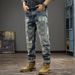 Men's Vintage Patchwork Denim Jeans – Distressed & Color-Block Loose-Fit Straight-Leg Pants (28-36, Washed Blue)_mkmklike.com