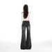 Orange Silk Women's Clothing#Black And Gray Low Waist Flared Jeans Autumn Stretchy Slim Straight Floor-Length_mkmklike.com