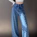 Women's Clothing High Waist Slim Floor Length Straight Denim Wide Leg Pants Women's Loose Niche High Street Ins Design 18175_mkmklike.com