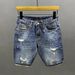 Men's Casual Slim Fit Denim Shorts Summer Style Trend Large Size Holes American Scratched All Match Korean_mkmklike.com