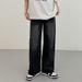"Men's Washed Black Wide-Leg Jeans – Relaxed Straight Fit (Vintage Distressed, High-Waisted, Streetwear Staple For Spring/Fall)"_mkmklike.com
