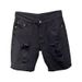 Men's Clothing Summer Black Ripped Denim Shorts Slim Elastic Five Point Breeches Trendy All Match Mid Length Pants_mkmklike.com