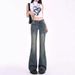 Retro Blue Flared Jeans High Waisted Slimming Stretchy plus Size Women's Denim New Spring Style Not Clingy_mkmklike.com