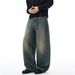 Punk Washed Vintage Wide-Leg Jeans Men's Scimitar Vibe Trendy Loose Fit Banana Pants_mkmklike.com