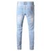 Suitable For All Seasons Ripped For Men 2019 New Summer Light Blue Plus Size Washed Straight Men's Jeans Trendy_mkmklike.com