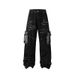 Men's Clothing High Street Retro Design Washed Lightning Raw Edge Jeans Loose Straight Casual Trousers_mkmklike.com