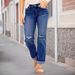 Women's Mid-Rise Stretch Denim Jeans – Comfortable Straight-Leg Ripped Pants For Casual & Daily Wear_mkmklike.com