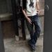 Men's Retro Button Down Jeans Color Block Whiskered Straight Leg Slim Fit Casual Long Pants_mkmklike.com