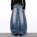 Retro Whiskered Washed Scimitar Jeans Men's And Women's Wide Leg Sickle Style Midweight Cotton Denim Trousers Black Blue_mkmklike.com