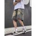 Men's Clothing Summer Retro Stitching Raw Edge Denim Shorts Men Ins Trendy High Street Casual Versatile Loose Straight Shorts_mkmklike.com