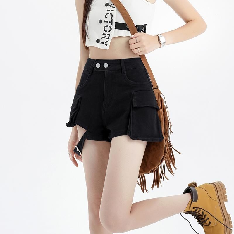 K Sexy Strappy Denim Workwear Shorts For Spicy Women, Slimming Pants_mkmklike.com
