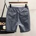 Men's Clothing Loose Casual Khaki Outer Wear Elastic Waist Stretch Denim Shorts_mkmklike.com