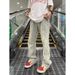 Men's Clothing retro pants high street fashion brand washed yellow mud dyed jeans men's slim fit straight flared pants_mkmklike.com