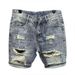 Men's Summer Thin Retro Scratched Hole Denim Shorts Loose Fit Mid-Length Trendy Korean Five Point Pants Breeches_mkmklike.com