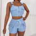 Women's Clothing suspender vest + shorts set_mkmklike.com