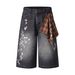 Men's Clothing Street Personality Pocket Plaid Fabric Distressed Wide Leg Jeans For Men And Women Washed Distressed Loose Embroidered Wide Leg Pants_mkmklike.com