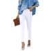 Women's Clothing White Skinny Jeans For Women Casual Solid Color Denim Jeans Regular Fit Spring/Autumn Summer Polyester_mkmklike.com