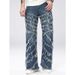 Men's Dark Blue Non-Stretch Loose Fit Jeans Retro High Street Style Trendy Flared Pants_mkmklike.com